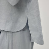 100% Linen Round Neck Half Sleeve Curved Hem Relaxed Blouse