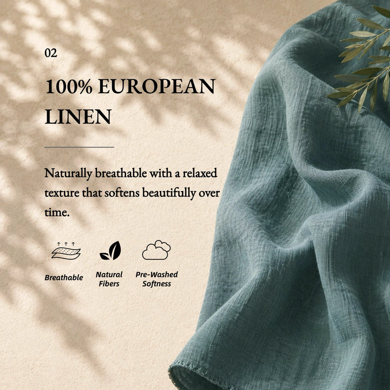 100% Linen Ruffle Trim Pleated Midi Dress