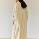 100% Linen V-Neck Batwing Sleeve Maxi Dress