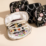 Linen Cotton Embroidered Jewelry Pouch