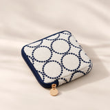 Linen Cotton Embroidered Geo Circle Wallet