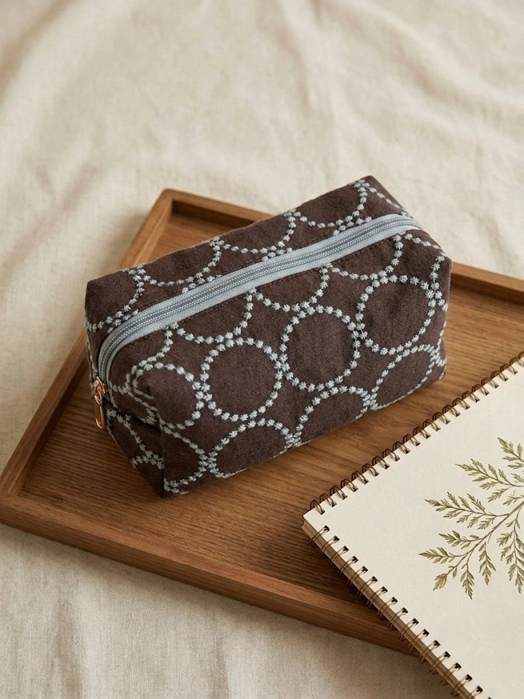 Embroidered Geo Circle Wallet