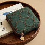Embroidered Geo Circle Wallet