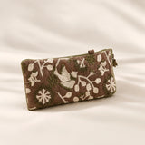 Linen Cotton Floral Embroidered Zip Storage Bag