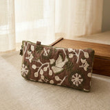 Floral Embroidered Zip Storage Bag