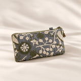 Linen Cotton Floral Embroidered Zip Storage Bag