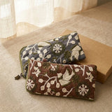 Floral Embroidered Zip Storage Bag