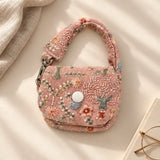 Linen Cotton Embroidered Mini Pouch
