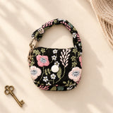 Linen Cotton Embroidered Mini Pouch