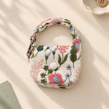 Linen Cotton Embroidered Mini Pouch