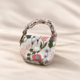 Linen Cotton Embroidered Mini Pouch