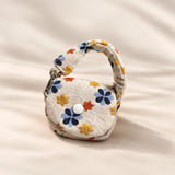 Linen Cotton Embroidered Mini Pouch