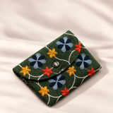 Linen Cotton Embroidered Card Coin Purse