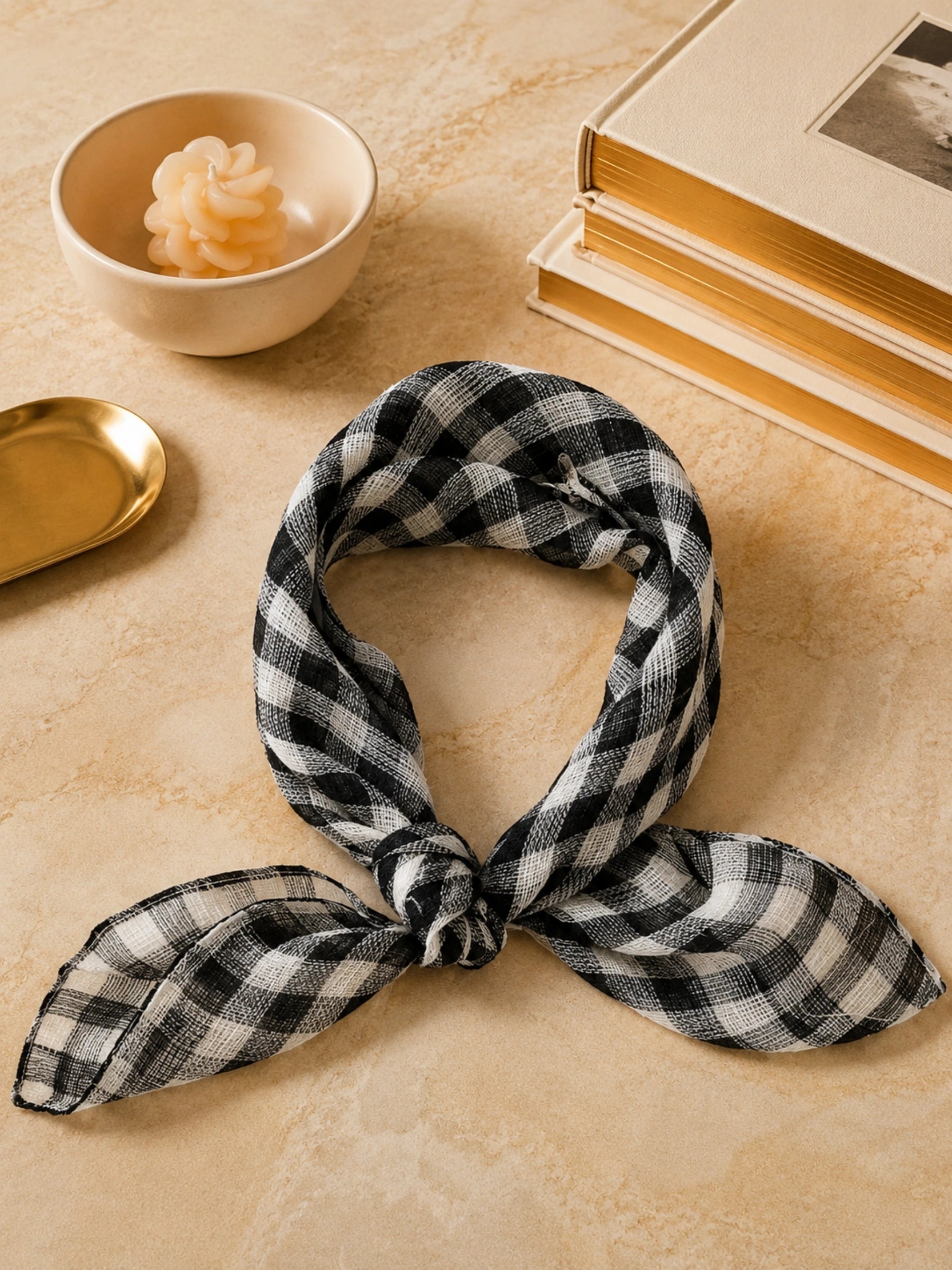 100% Linen Vintage Pattern Square Scarf