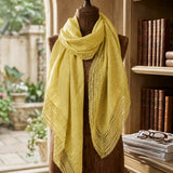 Linen Cotton Lace-trimmed Square Shawl Scarf