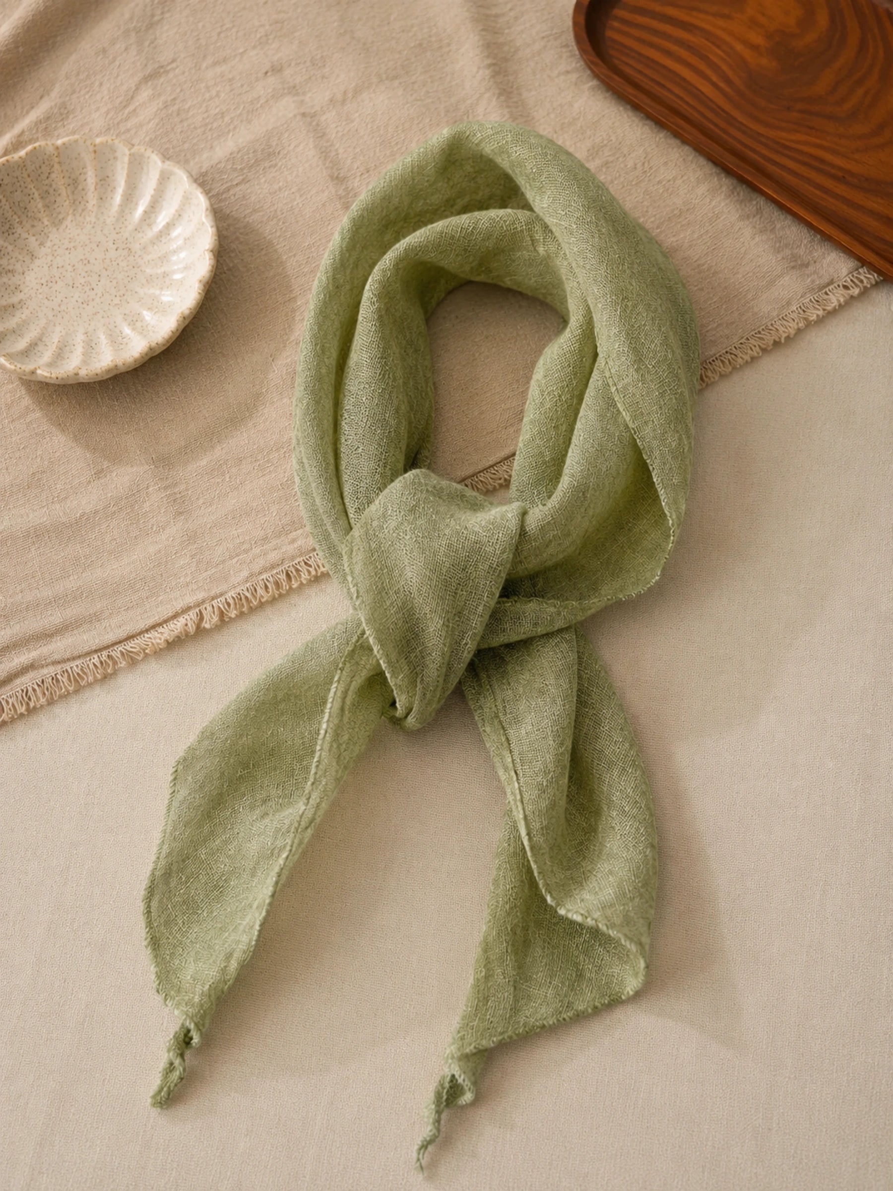 Linen Cotton Solid Neck Protector Scarf