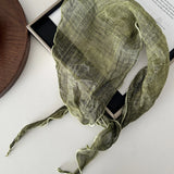 100% Linen Plaid Crinkle Scarf