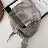 100% Linen Plaid Crinkle Scarf
