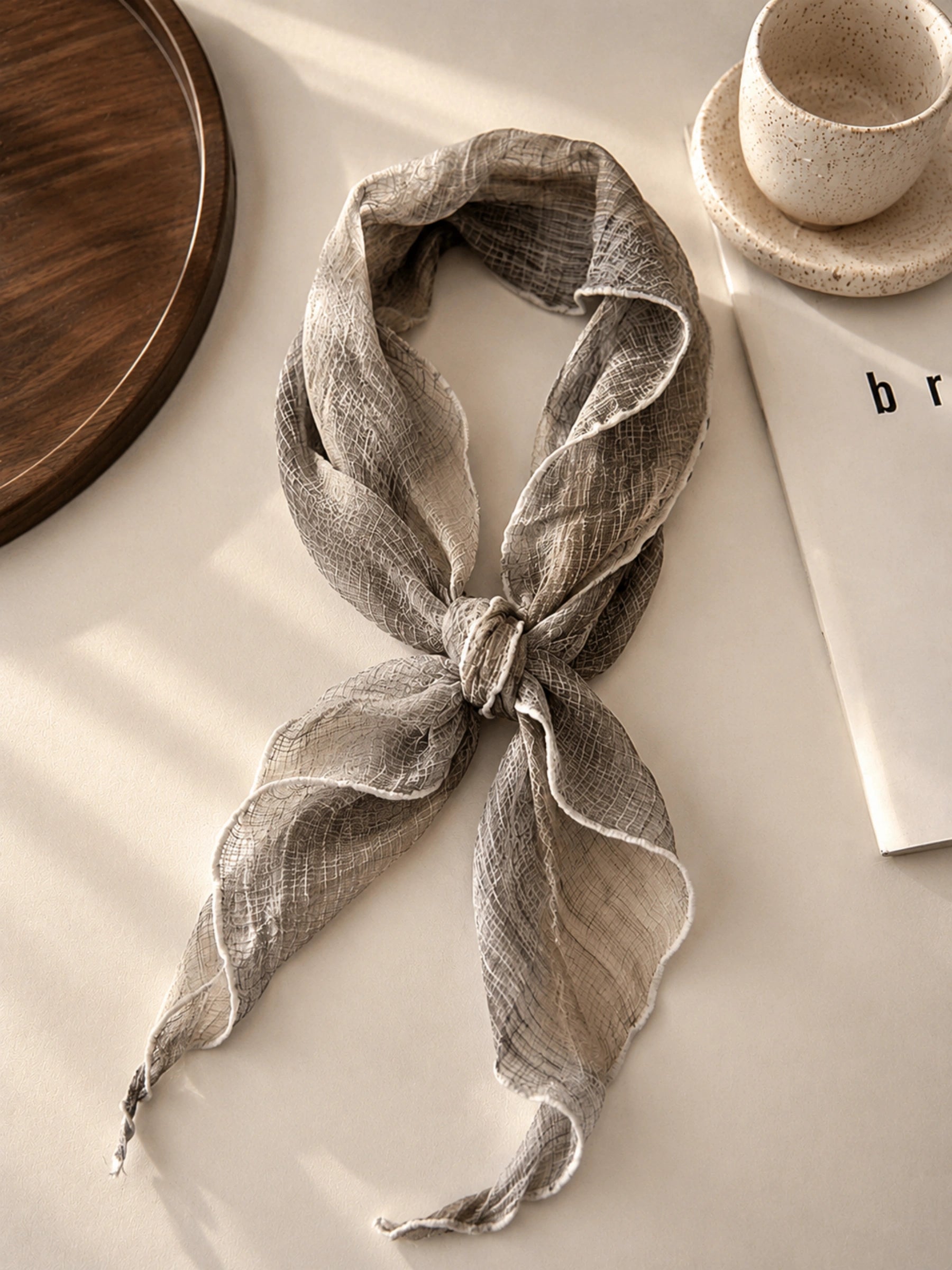 100% Linen Plaid Crinkle Scarf