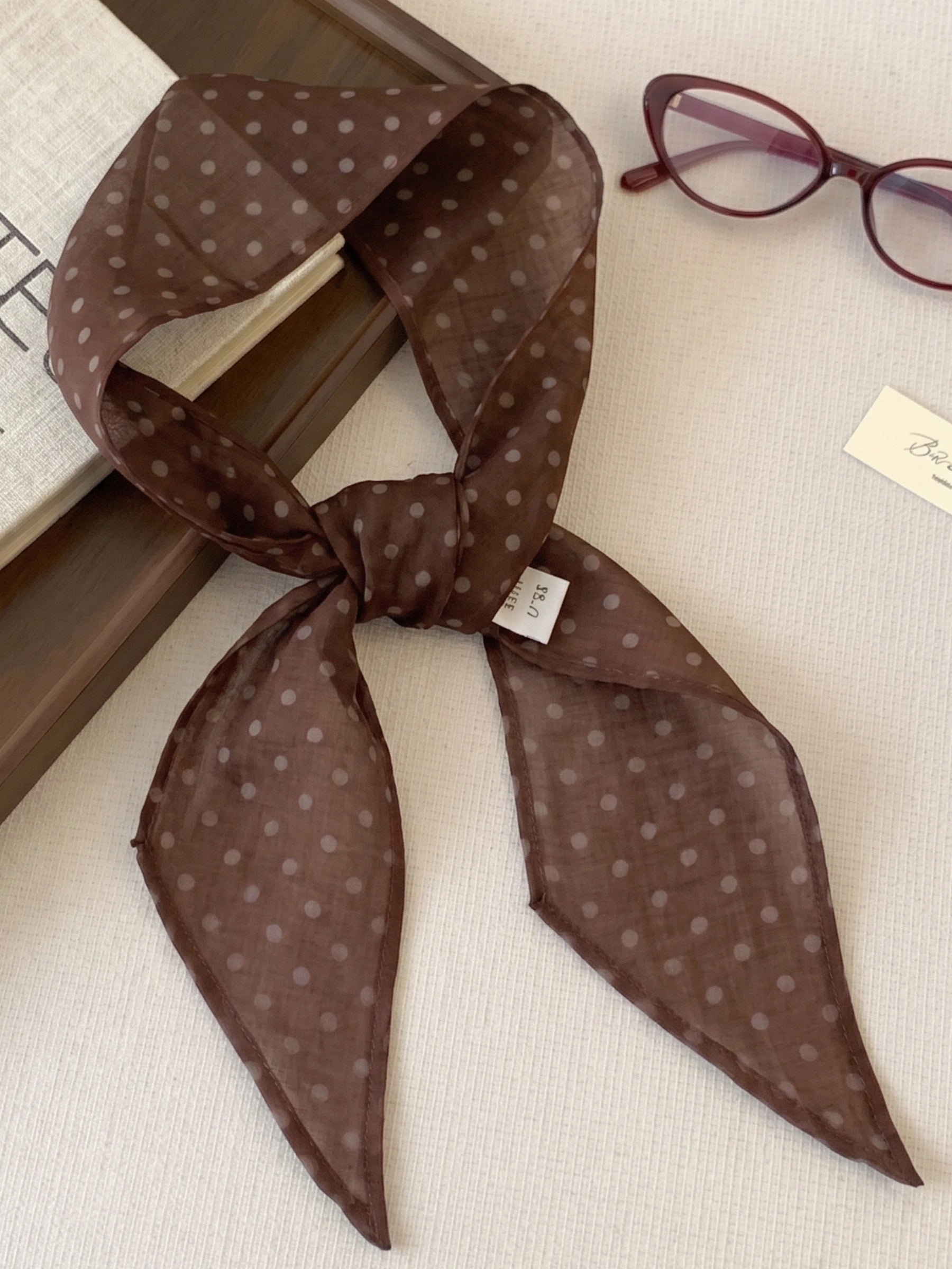 100% Ramie Polka Dot Mini Scarf