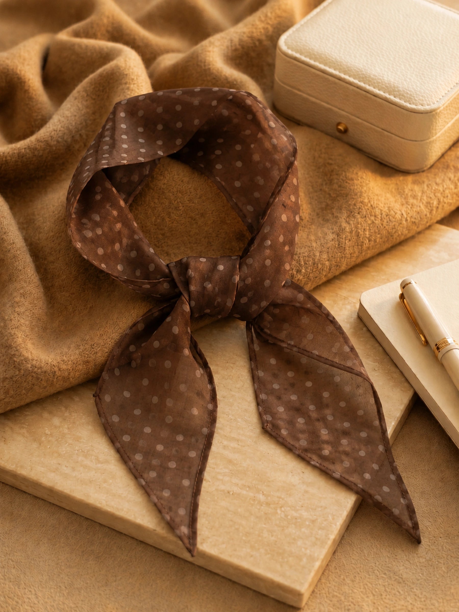 100% Ramie Polka Dot Mini Scarf