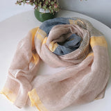 100% Linen Color Block Stripe Scarf
