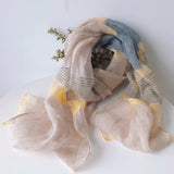 100% Linen Color Block Stripe Scarf