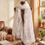 100% Silk Fringe Scarf