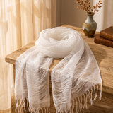 100% Silk Fringe Scarf