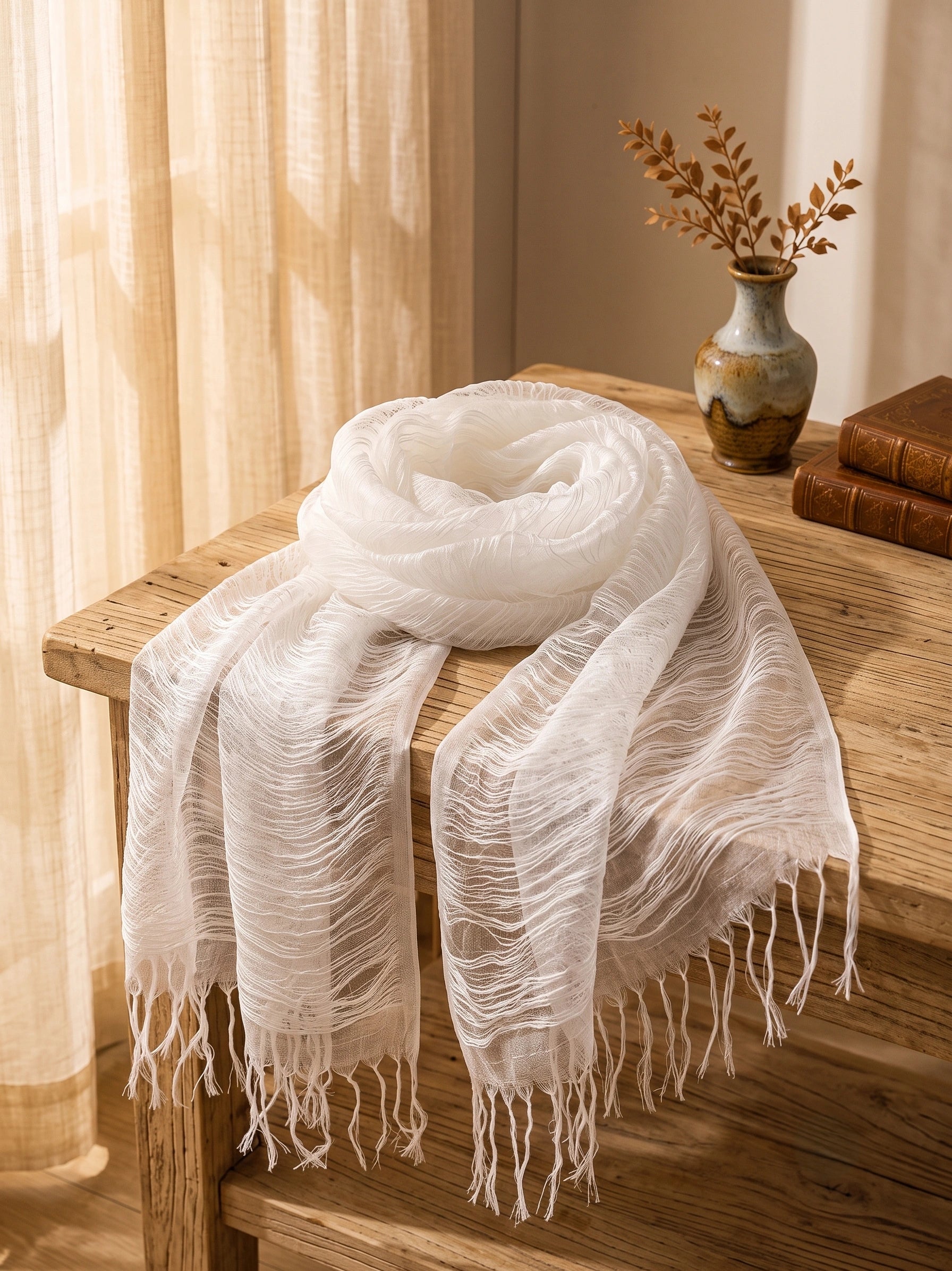 100% Silk Fringe Scarf