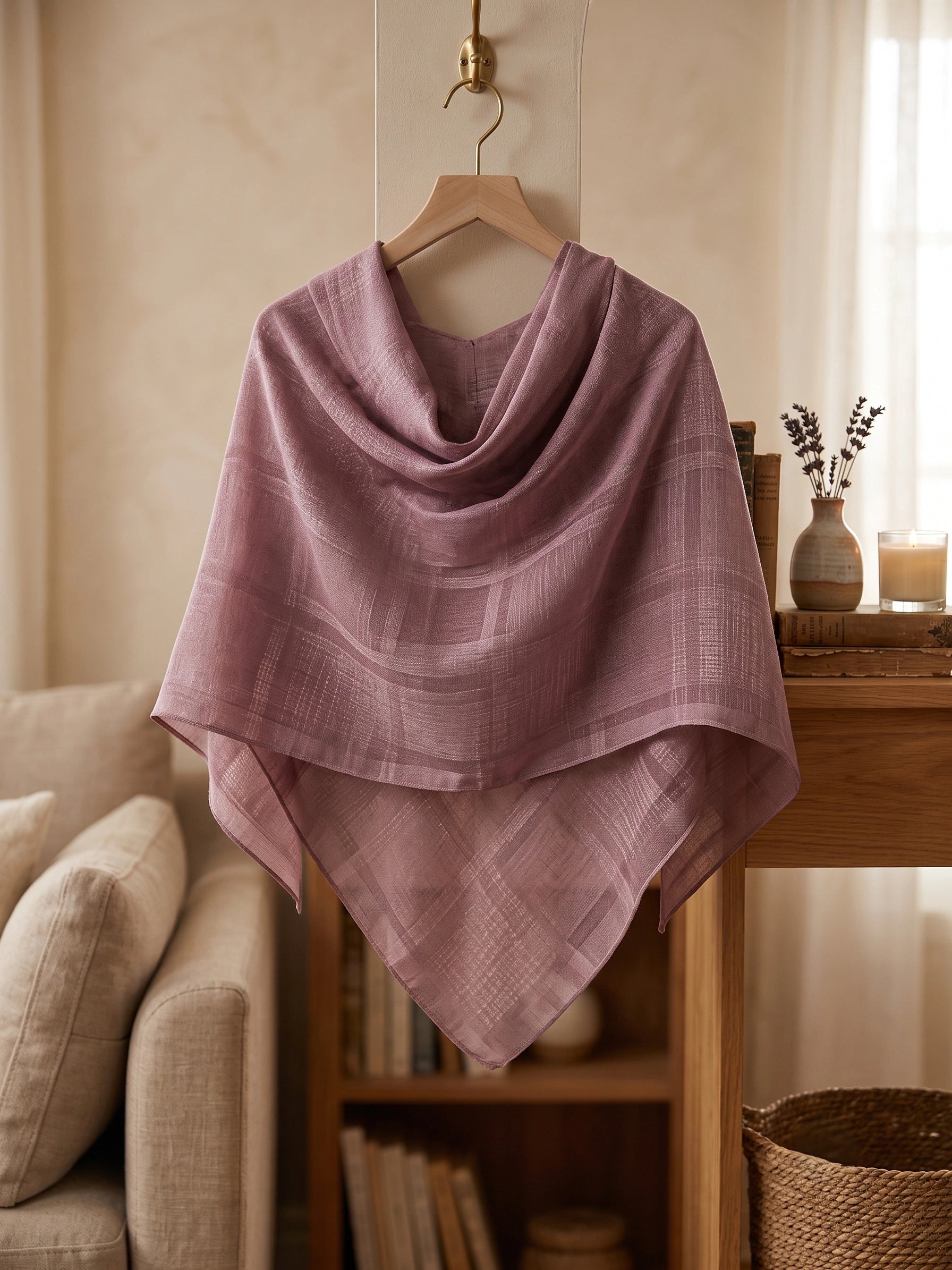 Silk Blend Plaid Triangle Scarf