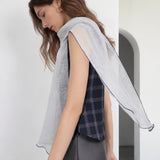 100% Linen Contrast-Trim Scarf