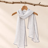 100% Linen Contrast-Trim Scarf