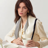 100% Silk Geometric Stripe Square Scarf