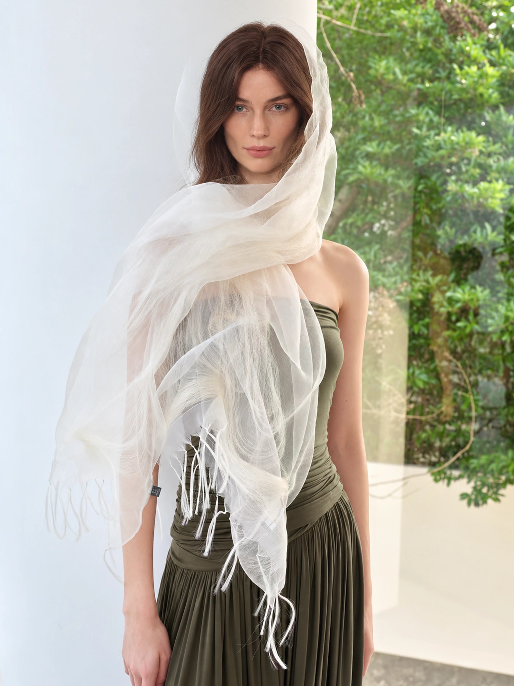 100% Silk Sheer Long Scarf