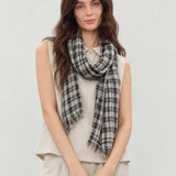 100% Linen Classic Check Scarf