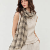 100% Linen Classic Check Scarf