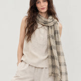 100% Linen Classic Check Scarf