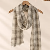 100% Linen Classic Check Scarf