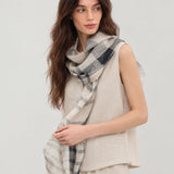 100% Linen Classic Check Scarf