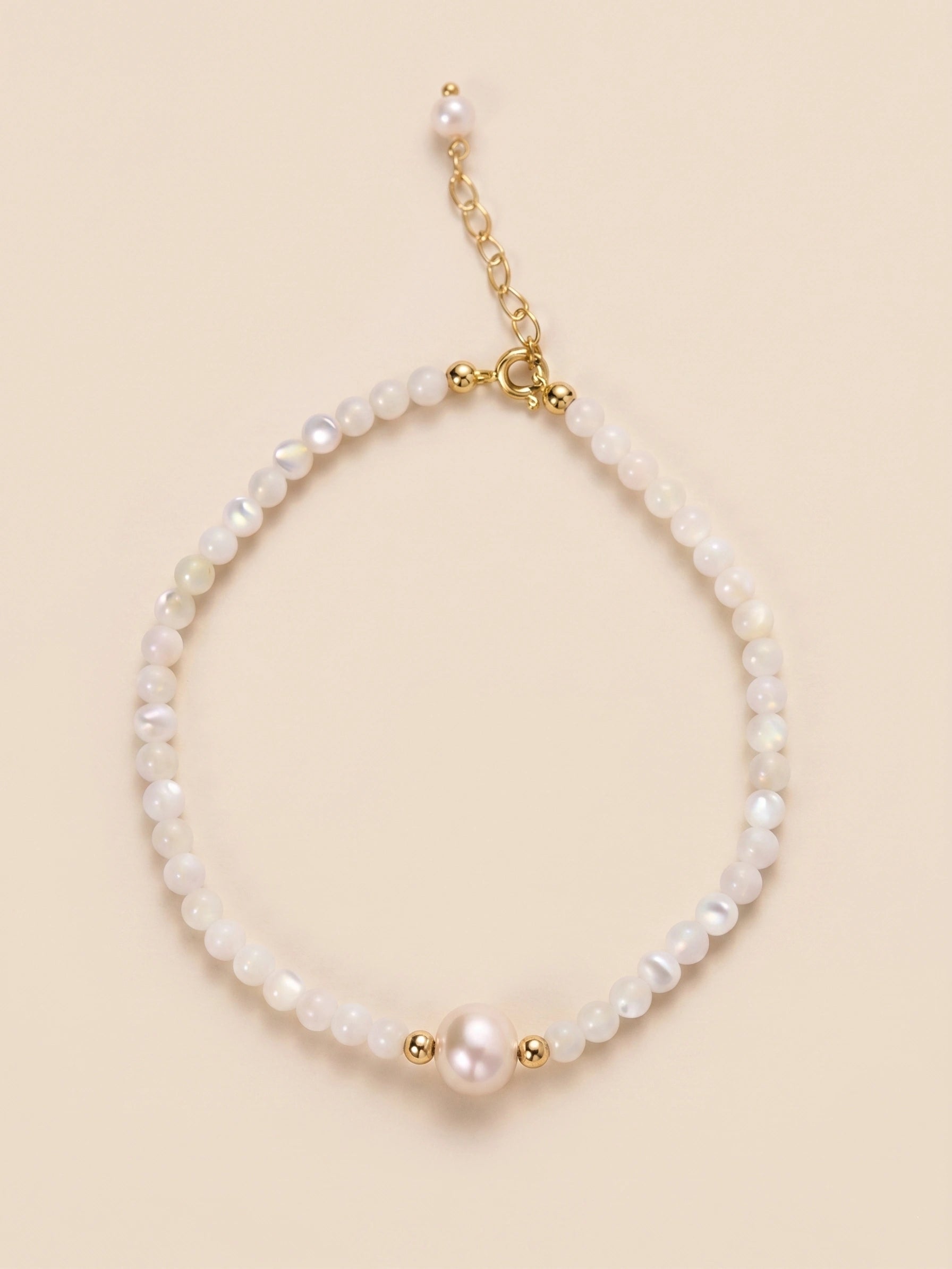 Moonstone & Pearl Beaded Bracelet