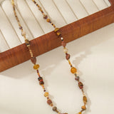 Natural Stone Beaded Pendant Necklace