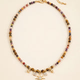 Natural Stone Beaded Pendant Necklace