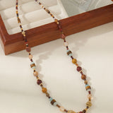 Natural Stone Beaded Pendant Necklace