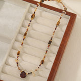 Natural Stone Beaded Pendant Necklace