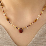 Natural Stone Beaded Pendant Necklace