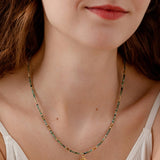 Sun Pendant Turquoise Beaded Necklace