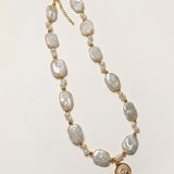 Baroque Pearl Evil Eye Pendant Necklace