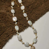 Baroque Pearl Evil Eye Pendant Necklace