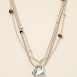 Layered Cord Silver Pendant Necklace